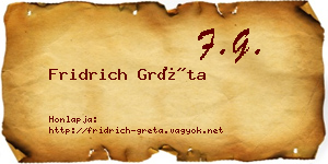 Fridrich Gréta névjegykártya